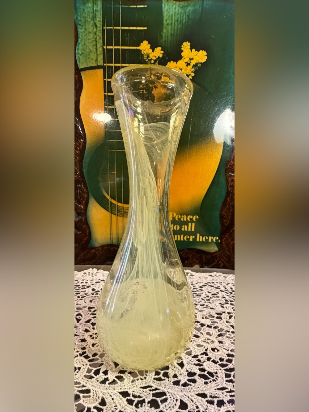 Vintage 9” Clear Glass Swirl Bud Vase MCM Optical Twist